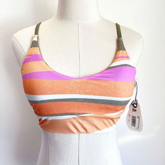 PrAna Willow Falls Reversible Swim Top Orange Pink Green NWT Size XL - Picture 2 of 11